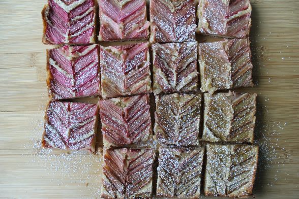 Rhubarb Almond Shortbread Squares