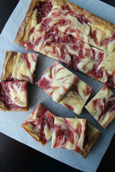 Rhubarb Cheesecake Blondies