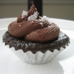 Mini Chocolate Cupcakes with Salted Caramel Filling and Dark Chocolate Frosting