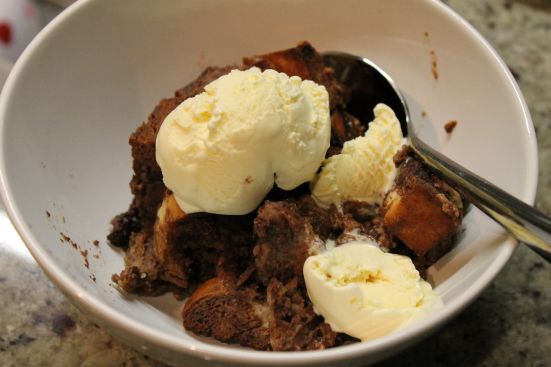 Chocolate Malt Bread Pudding