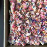 Rainbow Sprinkle Sheet Cake with Birthday Cake Crumb Topping